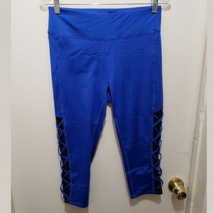 Blue and Black Capris with Mesh Sides